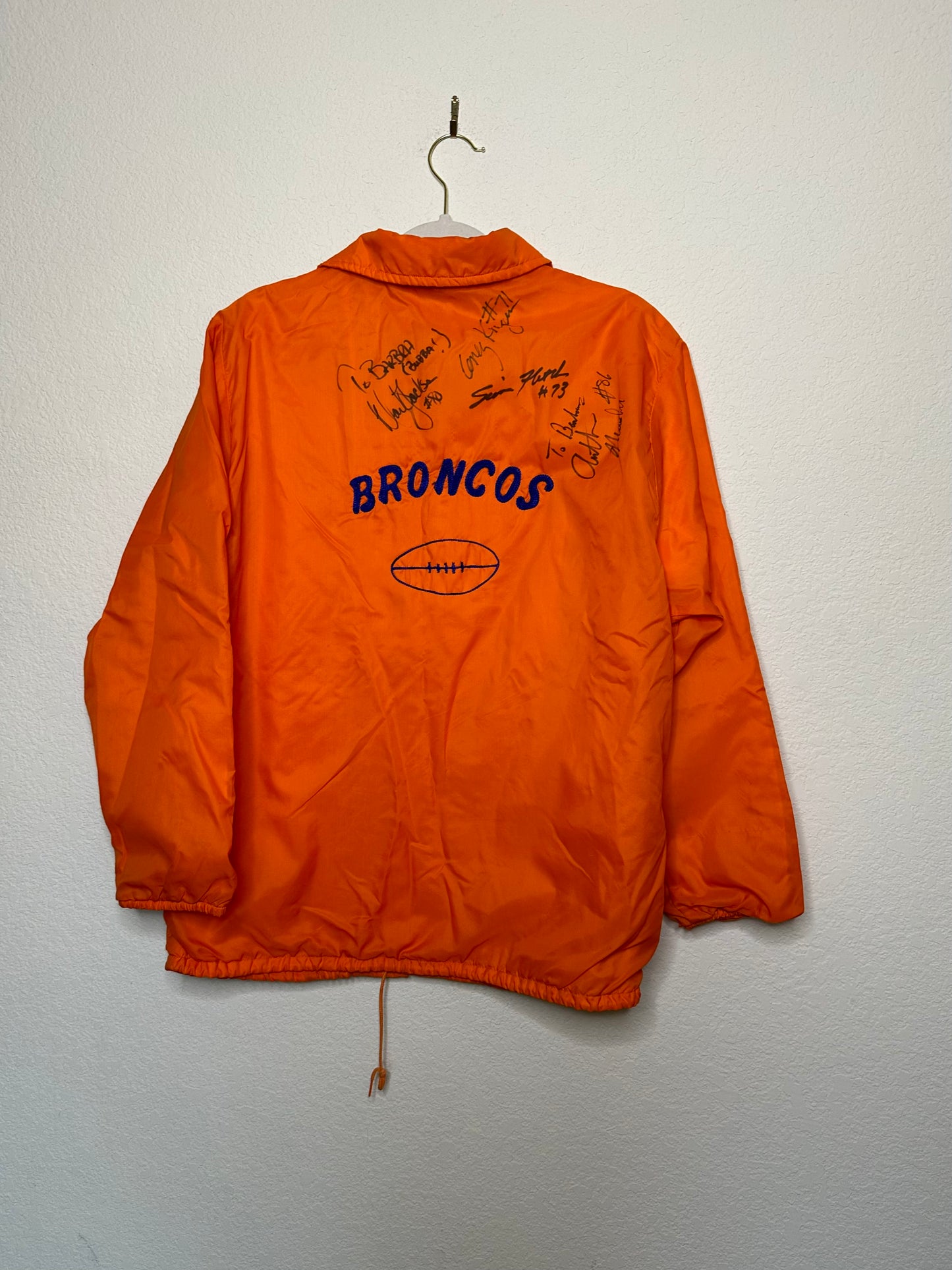 80’s Broncos Handmade Chainstitch Autographed Nyon Eisenhower Jacket (Unisex M)