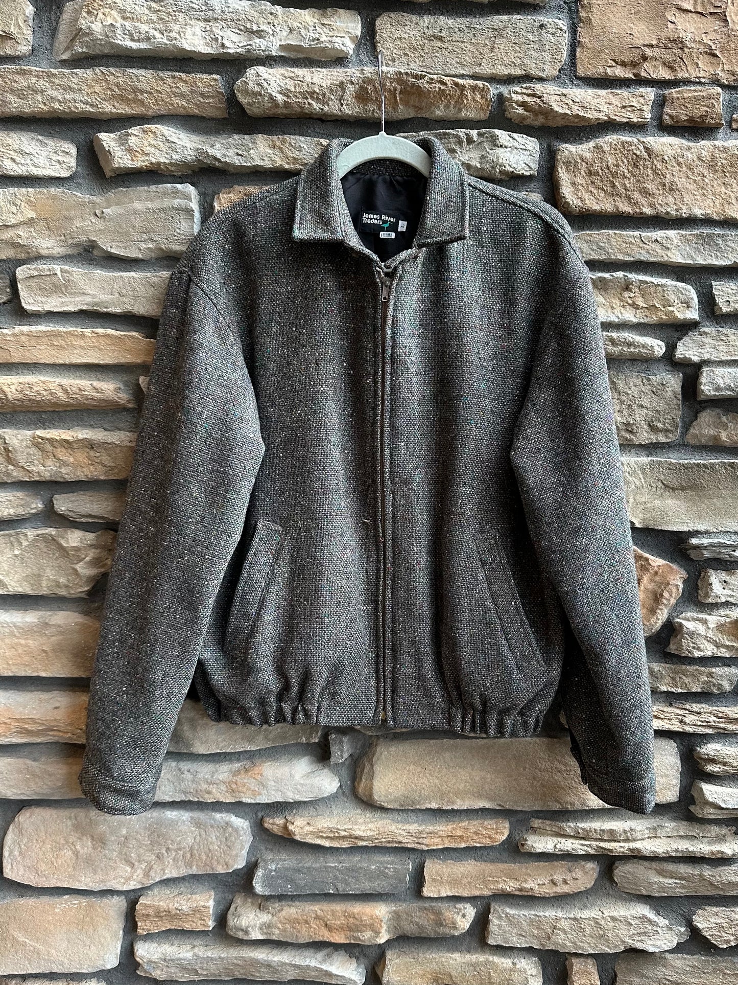 Vintage (50’s Style) Wool Tweed Zip-Up Rickey Jacket (Unisex L)