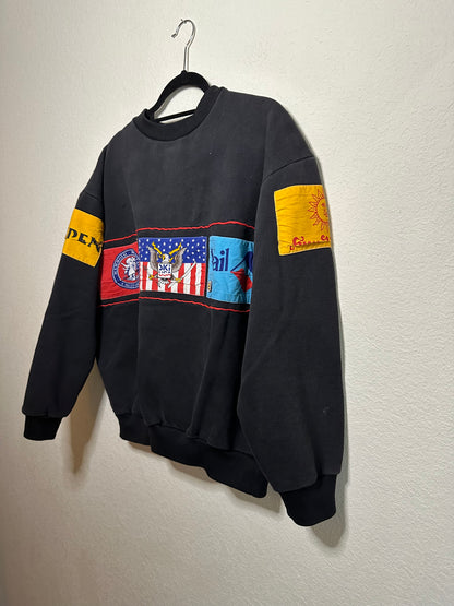 Rare 90s Heavyweight USA Ski Resort Patchwork Sweatshirt (Unisex L/XL)