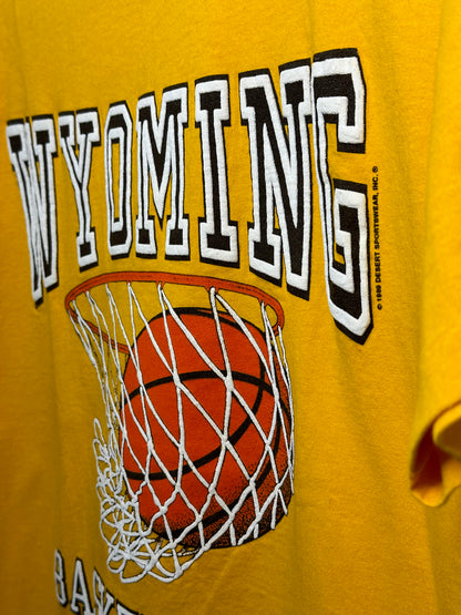 80’s Wyoming Basketball Flocked Puffy Graphic Tee (Unisex L)