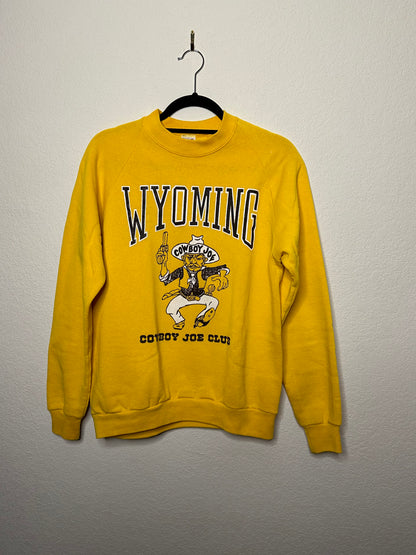 80’s Wyoming Cowboys Pistol Pete Raglan Sweatshirt USA (Unisex M)