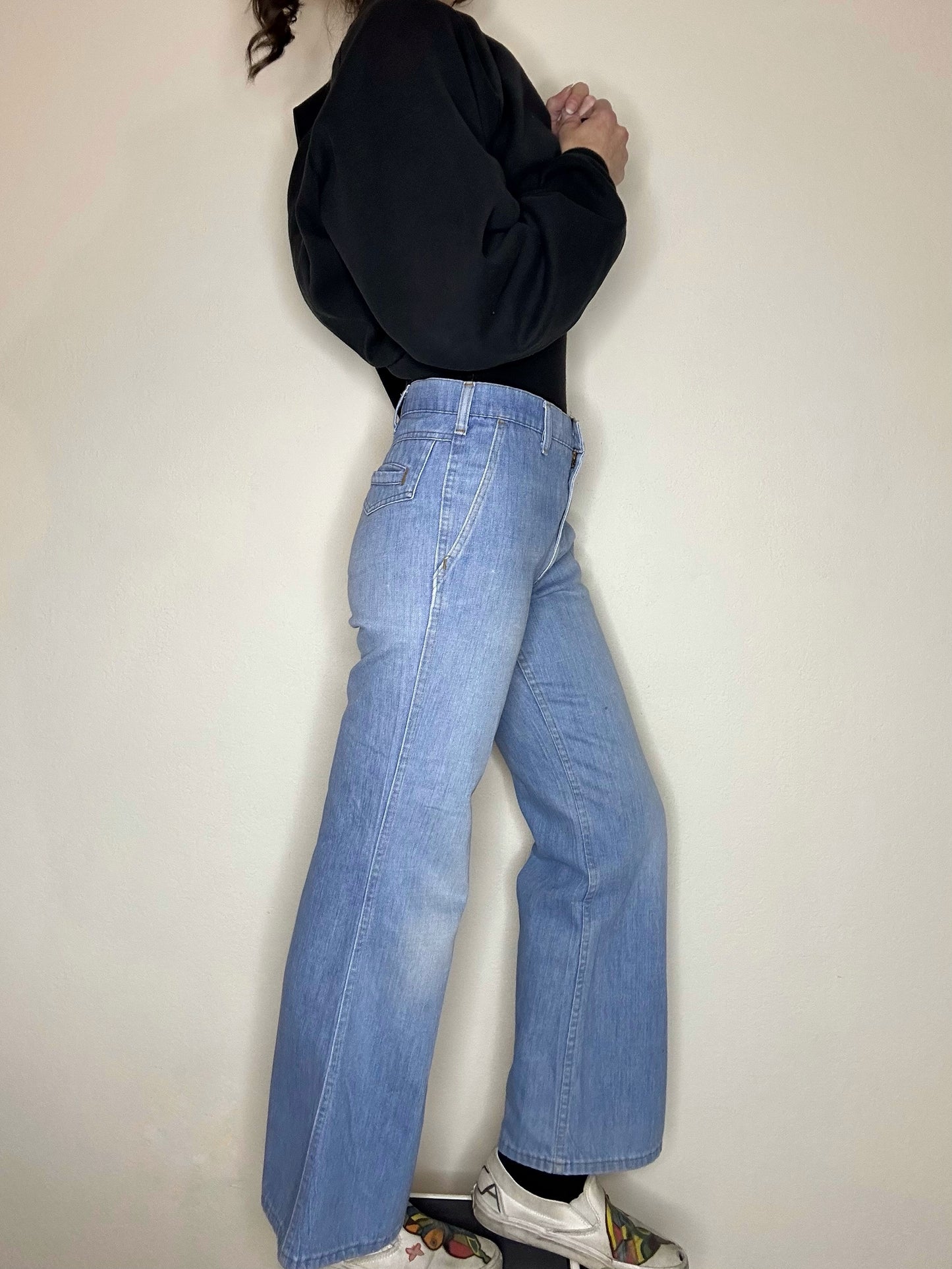 Rare 70’s Levi’s Orange Tab Soft Cotton Bell Flare Denim Trousers (30x29 / Modern 6)