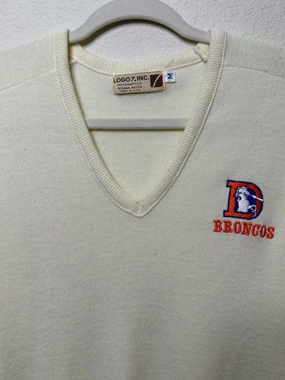 70's Denver Broncos V-Deck Embroidered Sweater USA (Unisex M)