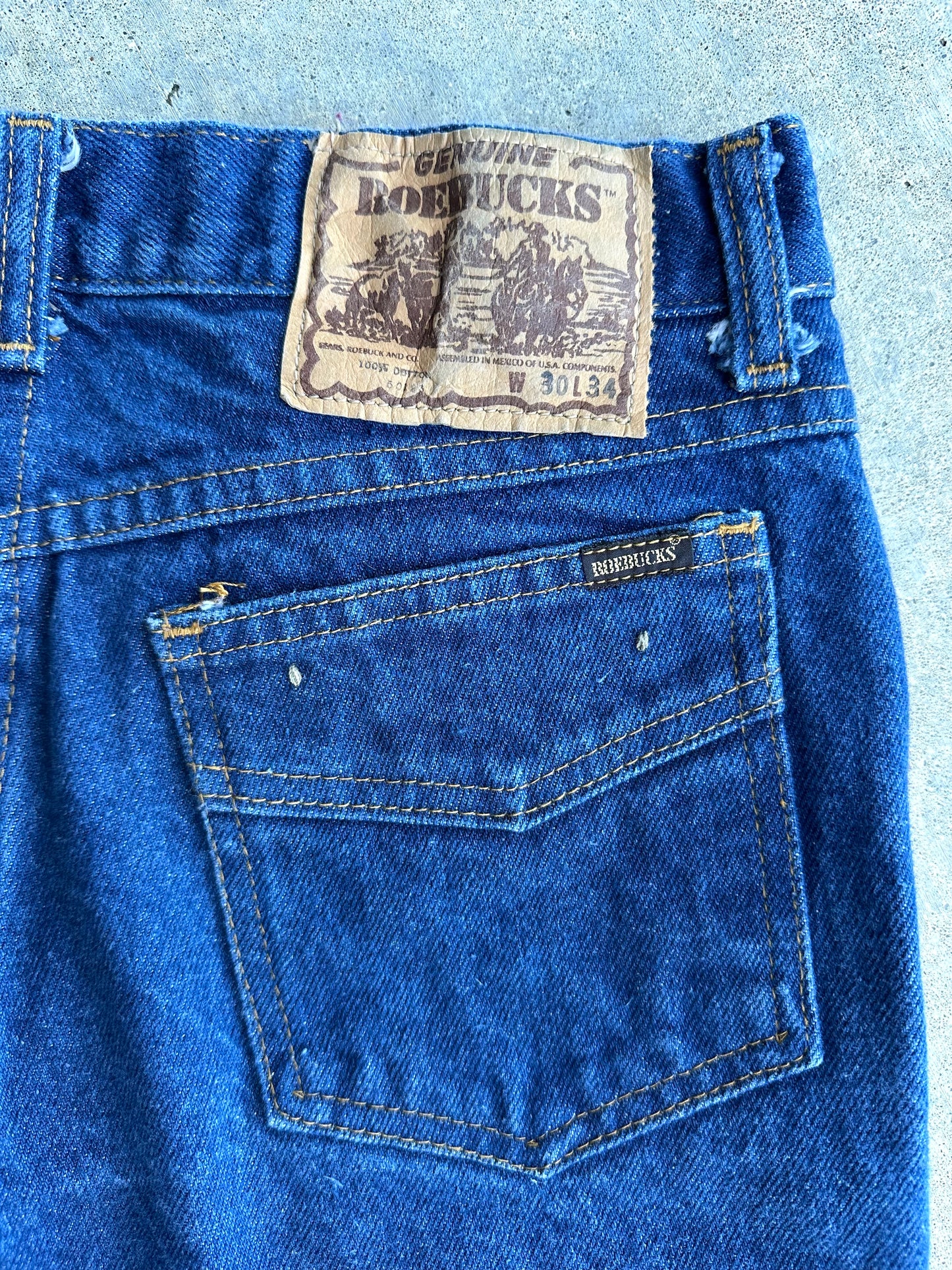 80’s Roebuck’s STF Stovepipe Indigo Denim Jeans (Men’s 27x32 / Women’s 26)