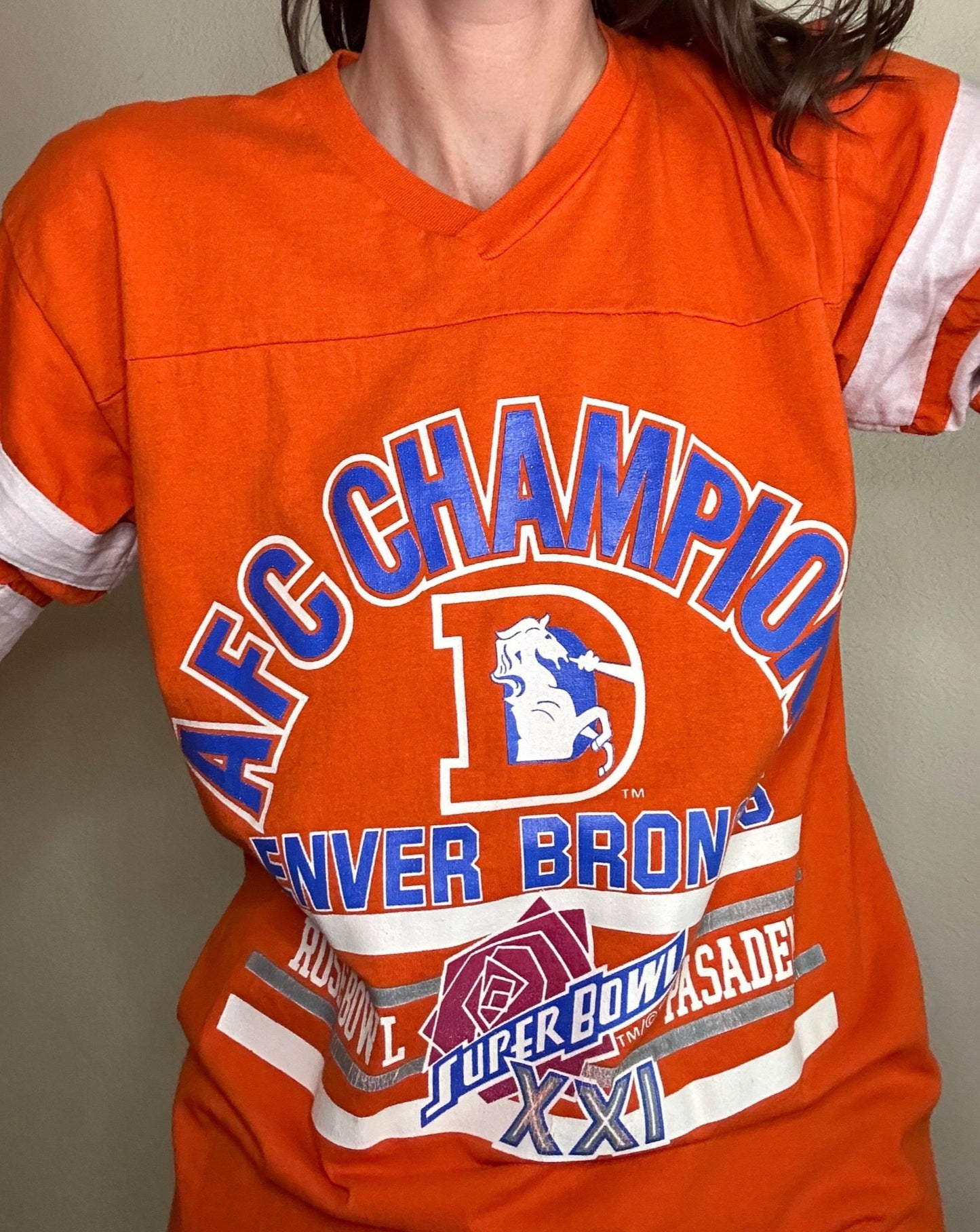 80’s Denver Broncos AFC Champions Jersey Tee (Unisex M)