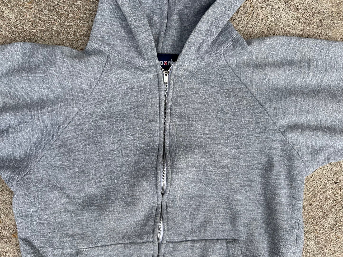 70s Double Face Thermal Lined Raglan Zip-Up Hoodie (Unisex M)