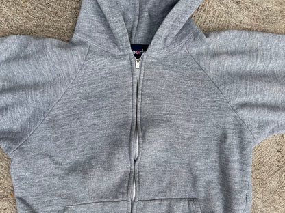 70s Double Face Thermal Lined Raglan Zip-Up Hoodie (Unisex M)