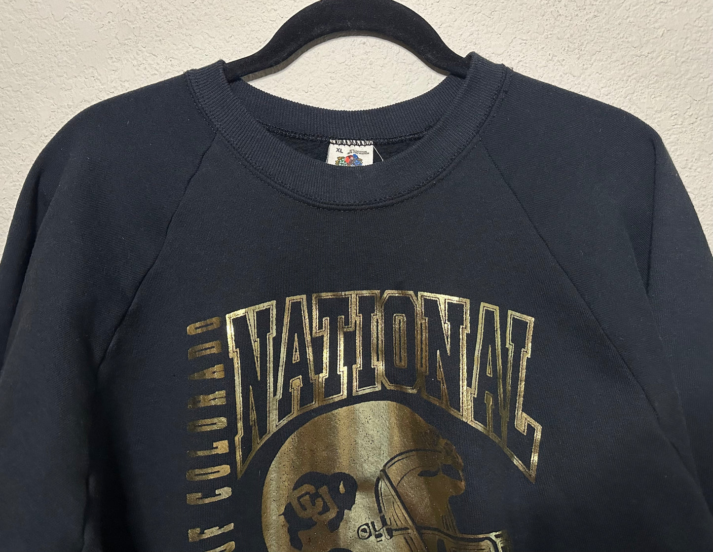 VERY RARE 1990 CU Buffs National Champions Raglan Sweatshirt (Unisex L)