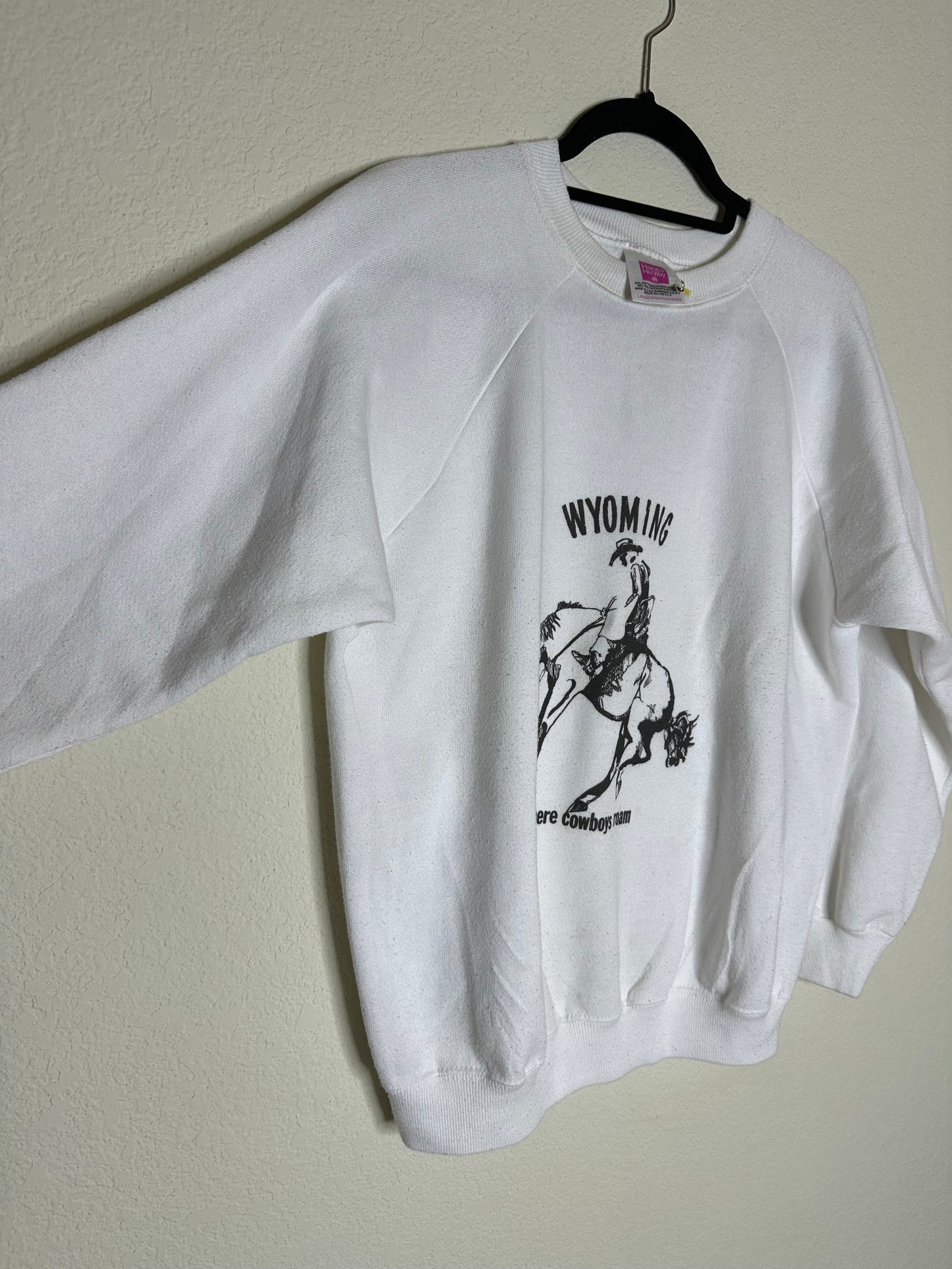 MCA Vintage Revival: 80’s “Wyoming Where Cowboys Roam” Raglan Sweatshirt - Custom Made (Unisex L)