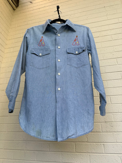 Custom Tiger Embroidered Chambray Shirt (Women’s S/M)