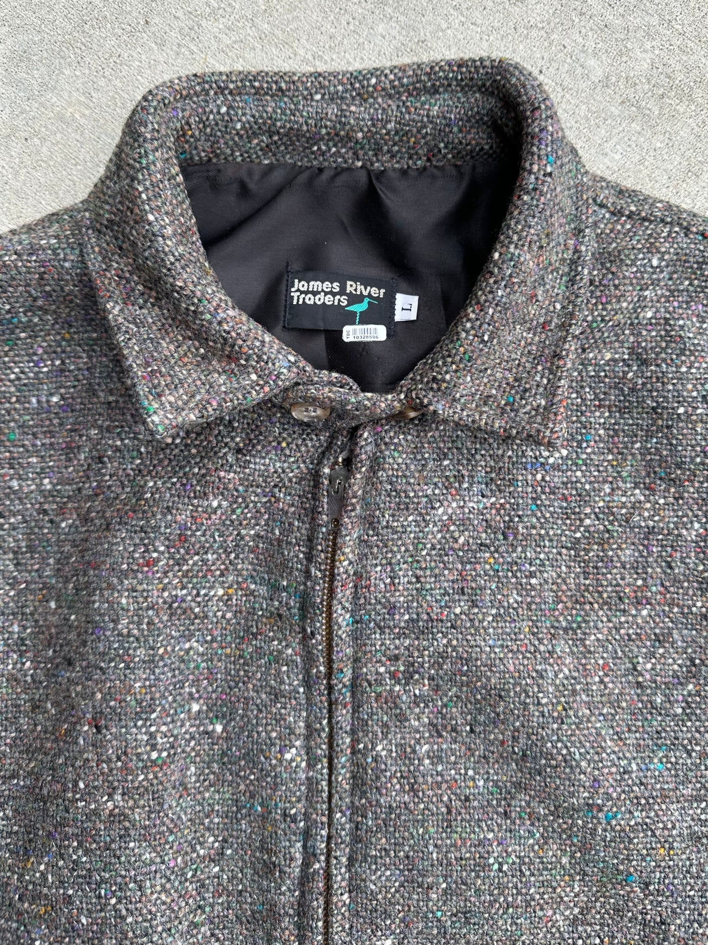 Vintage (50’s Style) Wool Tweed Zip-Up Rickey Jacket (Unisex L)