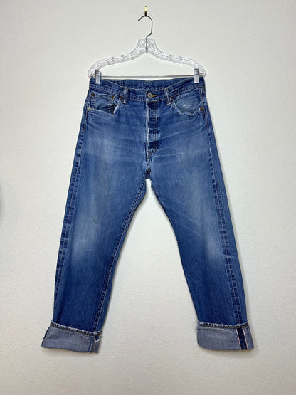 80’s Redline Levi’s 501 Selvedge Heavily Distressed Jeans (34x32 / Modern 10/12)