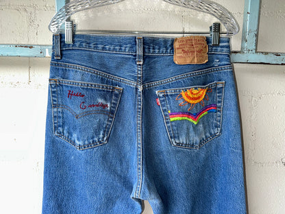 MCA REVIVAL: 80’s Levi’s 501 Hand Embroidered Jeans (32x29 / Modern 10)