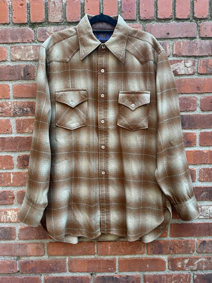 60’s Pendleton Wool Shadow Plaid Western Shirt (Unisex L)