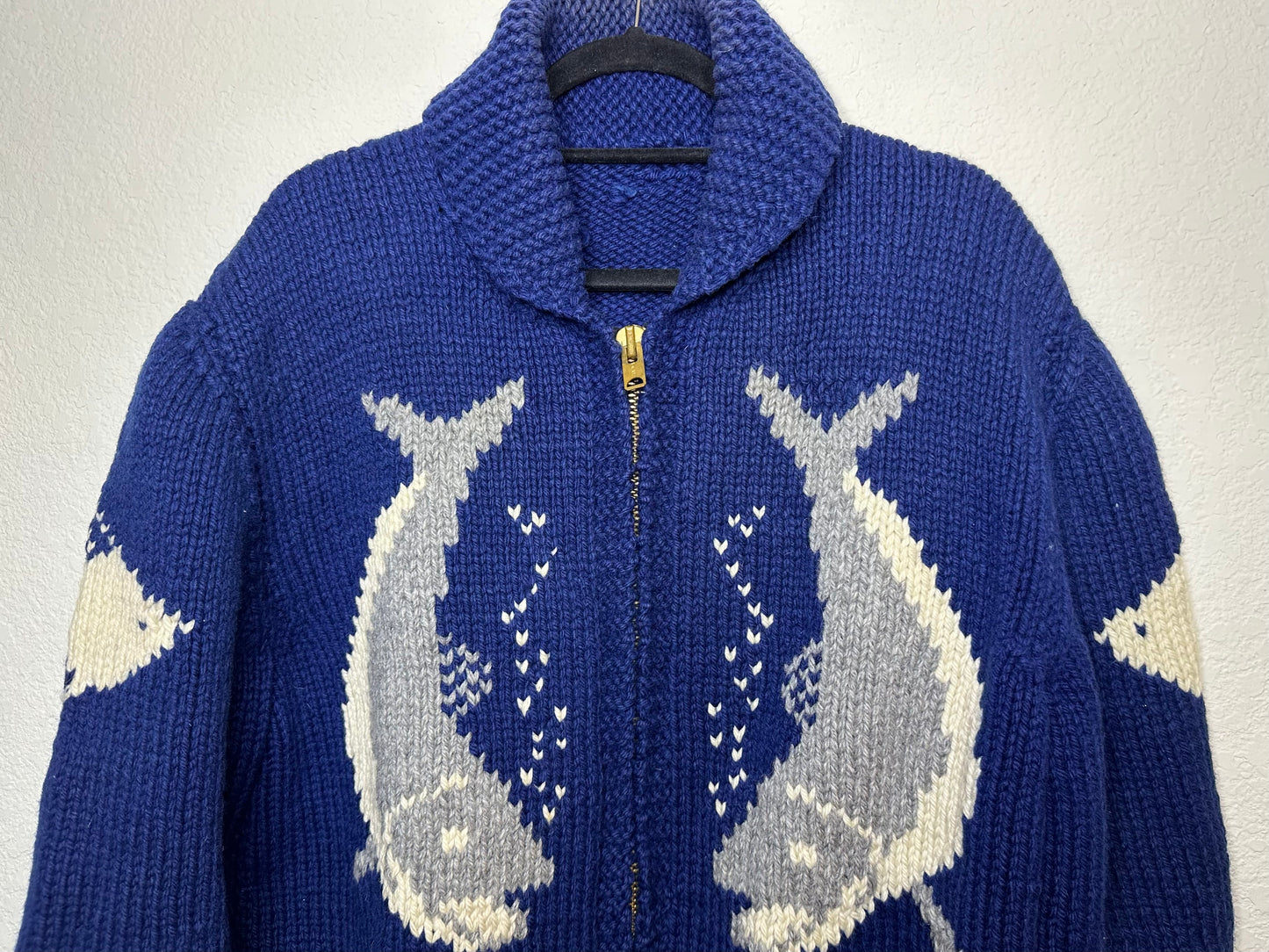 60’s Cowichan Style Hand Knit Zip-Up Sweater Jacket (Unisex L/XL)