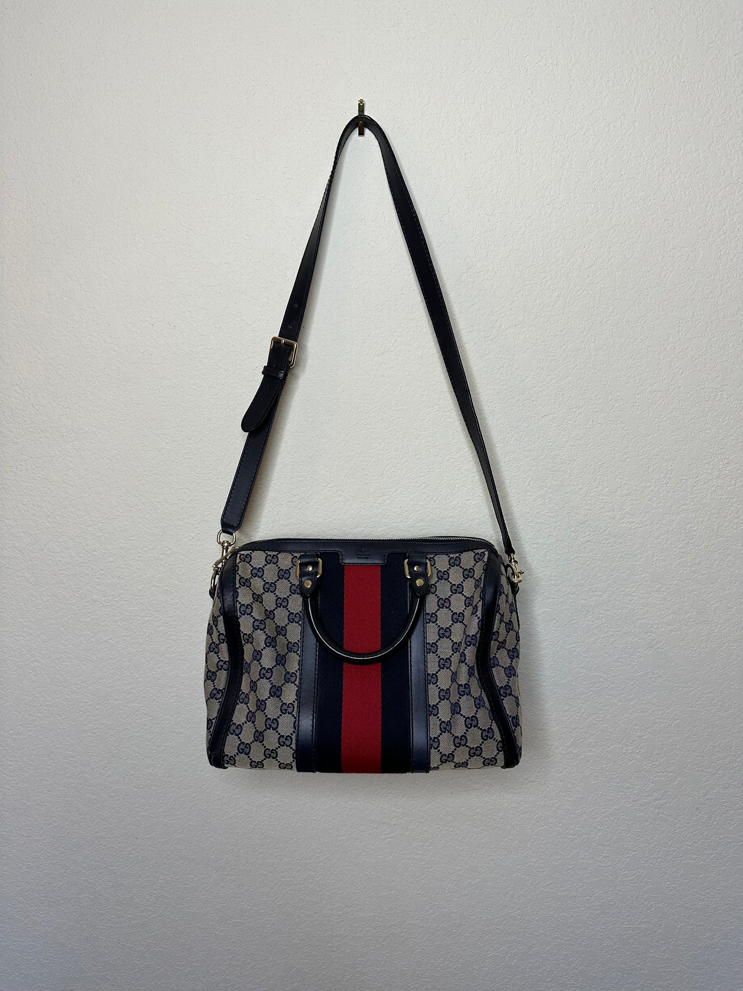Y2K Gucci Monogram GG Web XL Boston Crossbody Bag