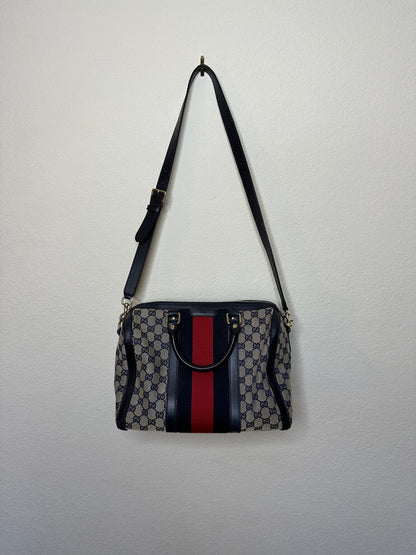 Y2K Gucci Monogram GG Web XL Boston Crossbody Bag