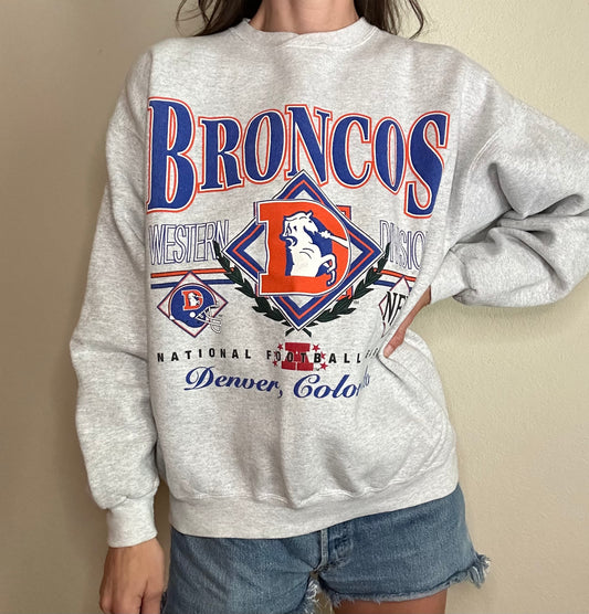 ‘96 Denver Broncos Western Division Champs Heavyweight Cotton Sweatshirt (Unisex L)