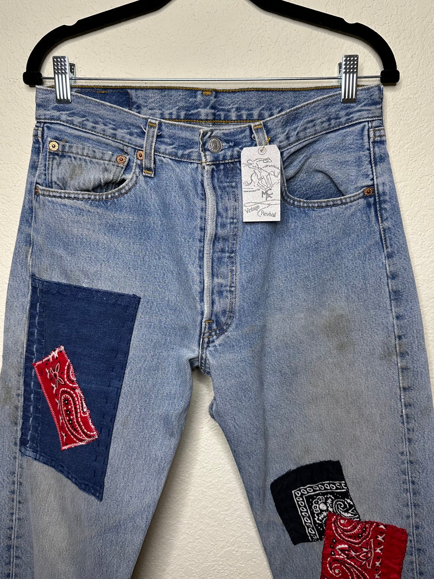 MCA VINTAGE REVIVAL: 90’s Levi’s 501 Patchwork Jeans (31x33 / Modern 8)