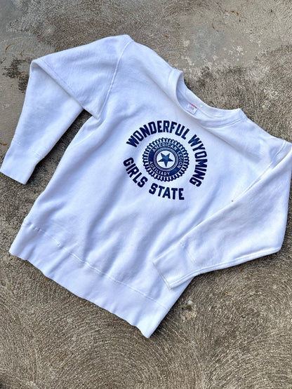 60’s Champion Running Man Wonderful Wyoming Girls State Sweatshirt (Women’s XS/S)
