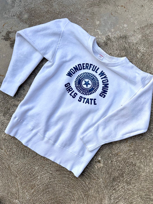 60’s Champion Running Man Wonderful Wyoming Girls State Sweatshirt (Women’s XS/S)