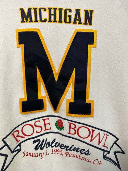 VERY RARE 1990 Michigan Wolverines “M” Patch Rose Bowl Raglan Crop Sweatshirt (Women’s S)