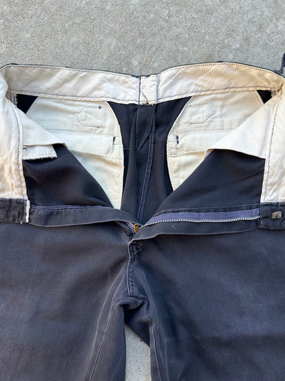 40’s Buckle Back Black Cotton Cuffed Trousers (31x31)