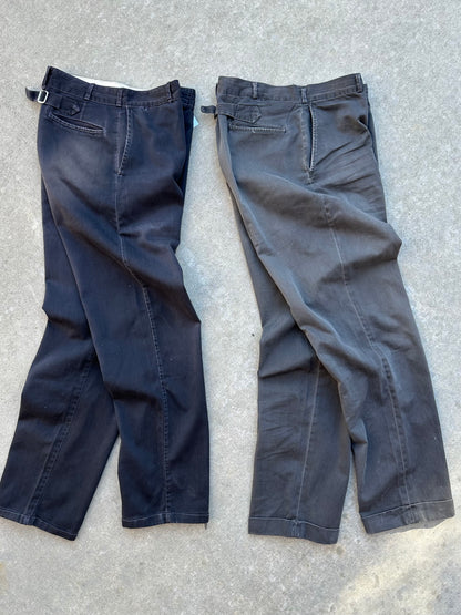 40’s Buckle Back Faded Black Cotton Cuffed Trousers (30x31)