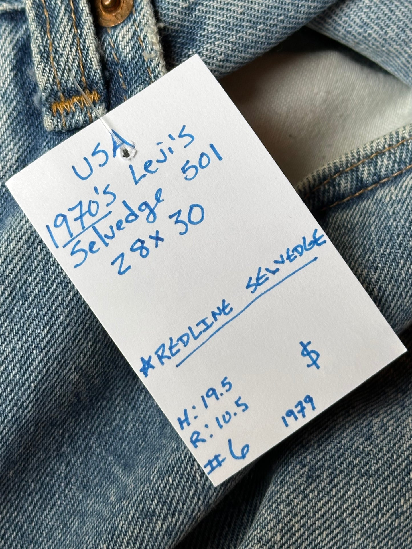 70’s Levi’s 501 Redline Selvedge #6 Jeans (28x30 / Modern 26)