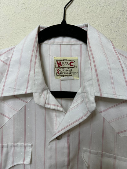 70’s H Bar C Ranchwear Pinstripe Western Pearl Snap Shirt (Unisex M)