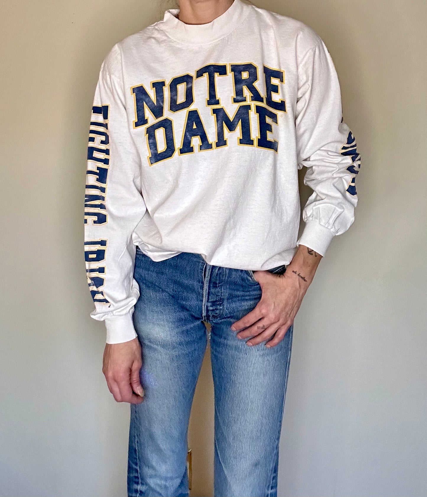 80’s Notre Dame Single Stitch Long Sleeve Tee (Unisex L)