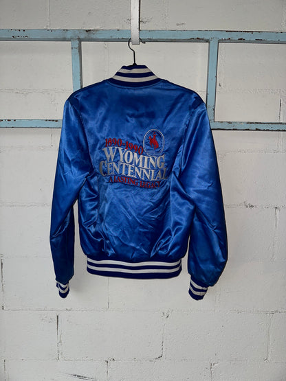 Vintage 90’s Wyoming Centennial Nylon Bomber Jacket (Unisex S/M)