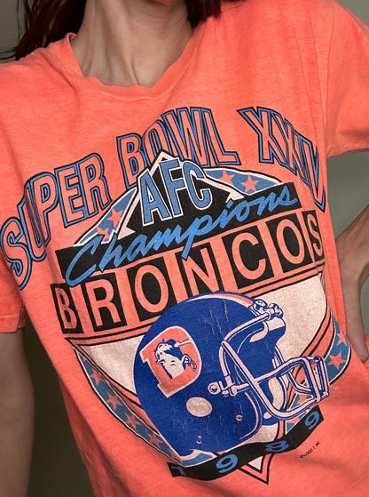 '89 Denver Broncos Super Bowl AFC Champions Single Stitch Tee (Unisex S)