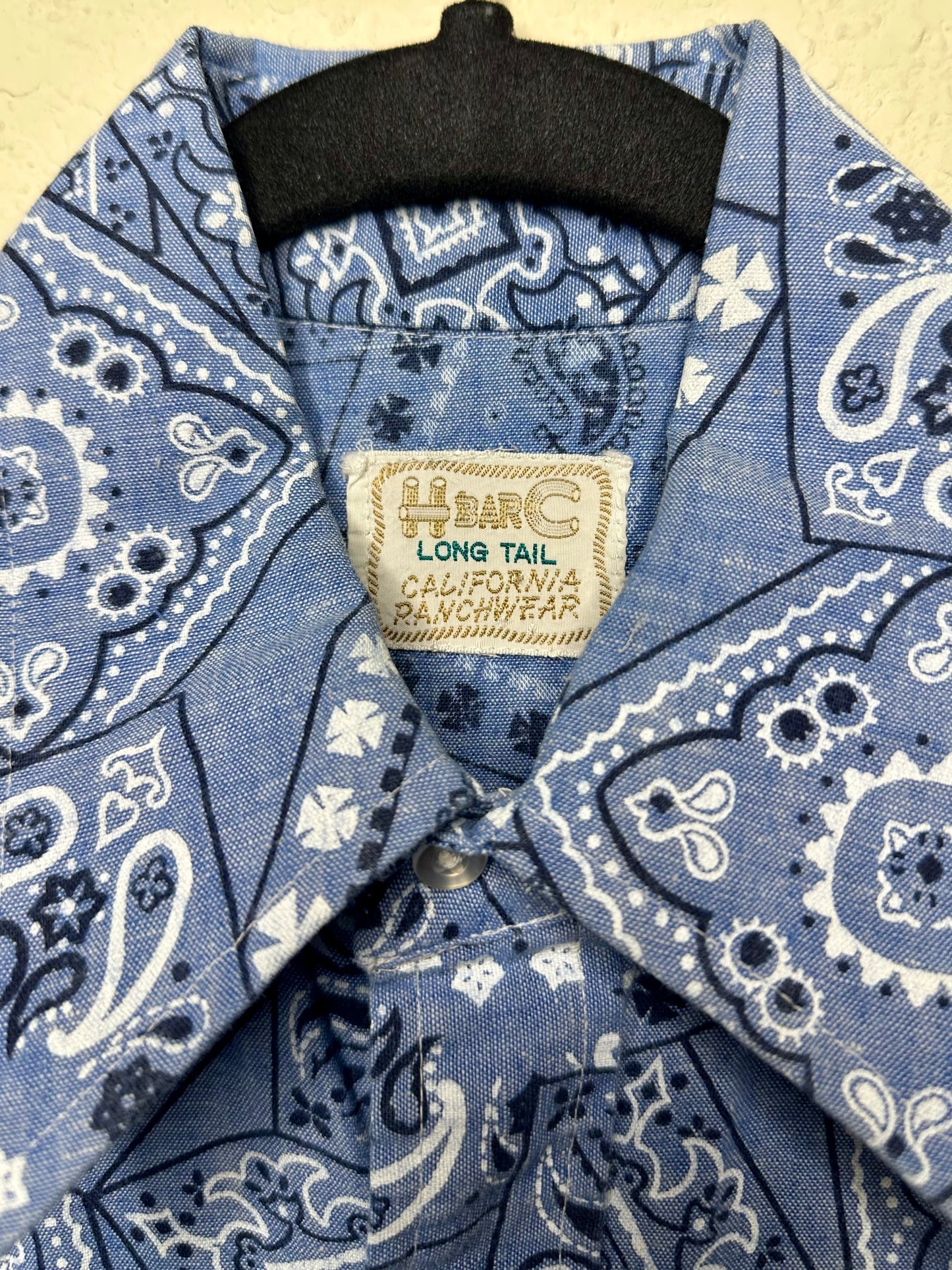 Rare 60’s/70’s H Bar C Ranchwear Bandana Pearl Snap Shirt (Unisex S/M)