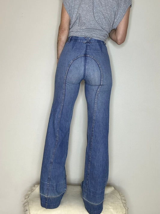 70’s Saddleback Bell Bottom Jeans (25/26 x 33 / 0/2/4)