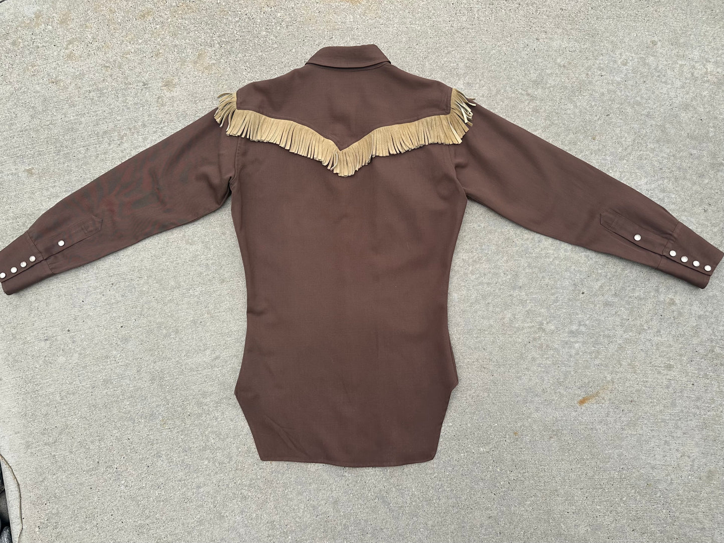 40’s Western Gabardine Fringe Pearl Snap Shirt (Unisex XS/S)