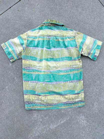 50’s Handmade Aztec Novelty Printed Cotton Casual Shirt (Unisex S/M)