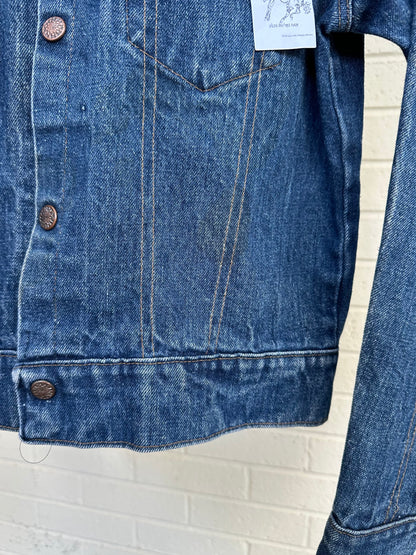 70’s Selvedge Denim Jacket w/ Hand Embroidered Patchwork