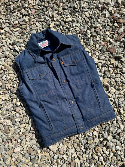 Rare 70’s Ski Levi’s Orange Tab Denim Goose Down Puffer Vest (Unisex M)