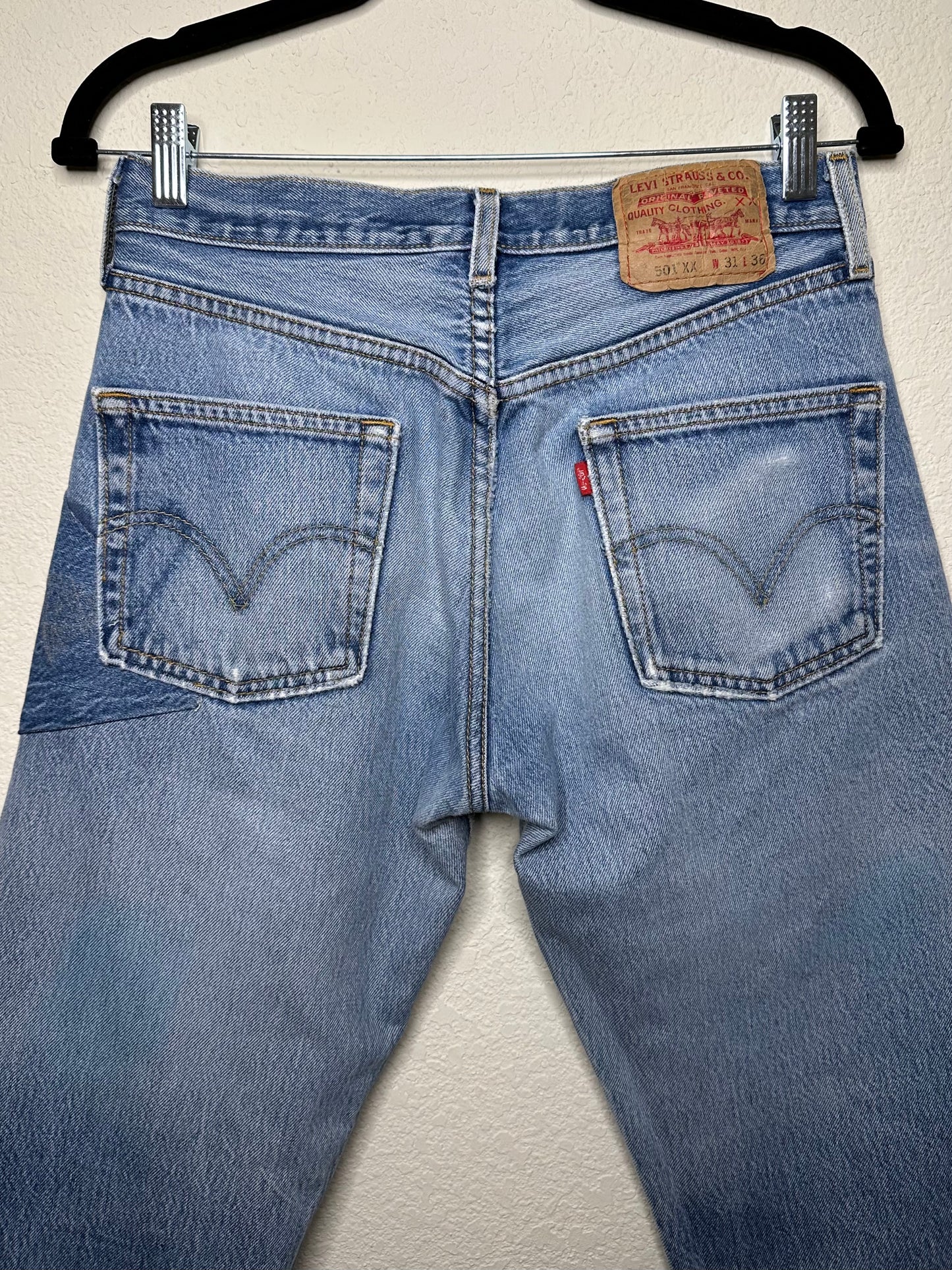 MCA Vintage Revival: Custom 90’s Levi’s 501XX Boro Patchwork Jeans (Modern 4/6)
