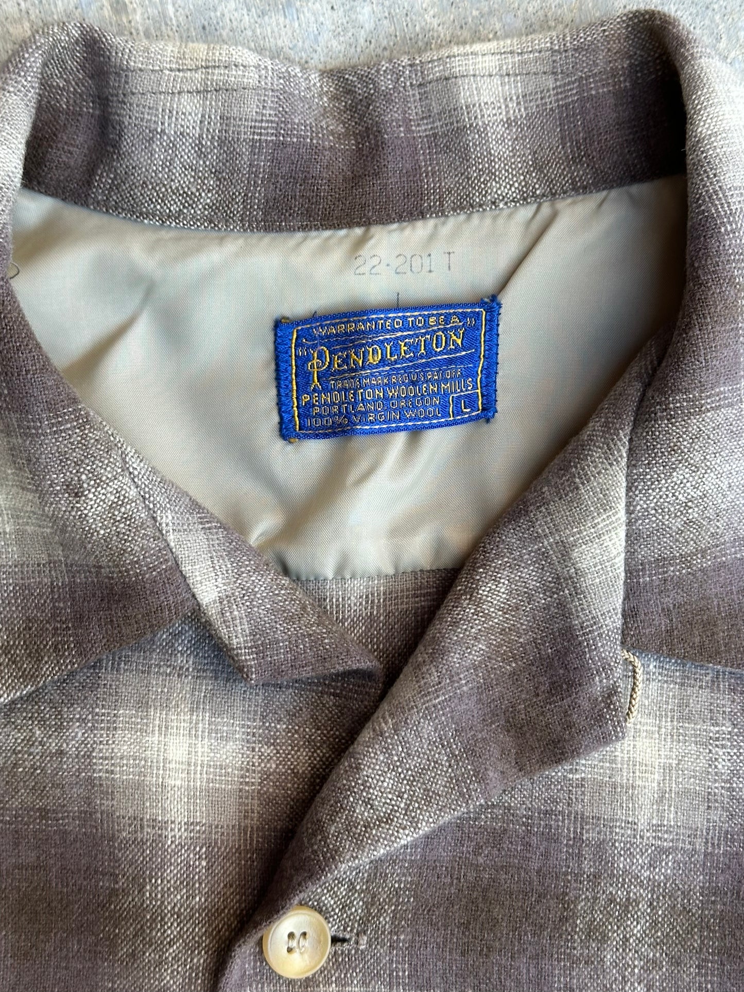 50’s Pendleton Shadow Plaid Loop Collar Wool Board Shirt (Men’s L)