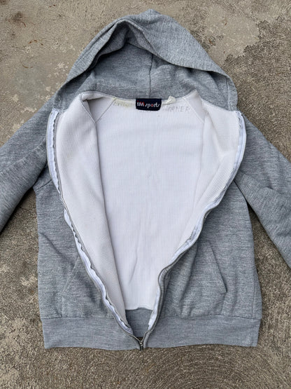 70s Double Face Thermal Lined Raglan Zip-Up Hoodie (Unisex M)