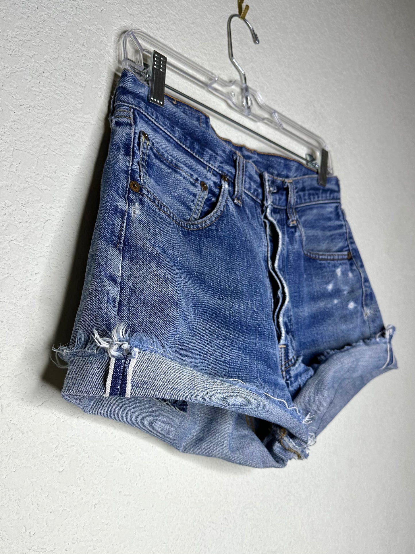 60’s LEVI’S BIG E Redline Selvedge Patchwork Denim Cutoff Shorts (Unisex 28/Modern 6)