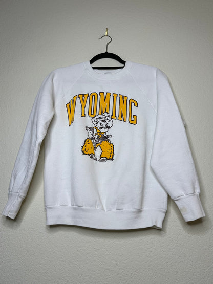 80’s Wyoming Cowboys Pistol Pete Raglan Sweatshirt (Women’s M)