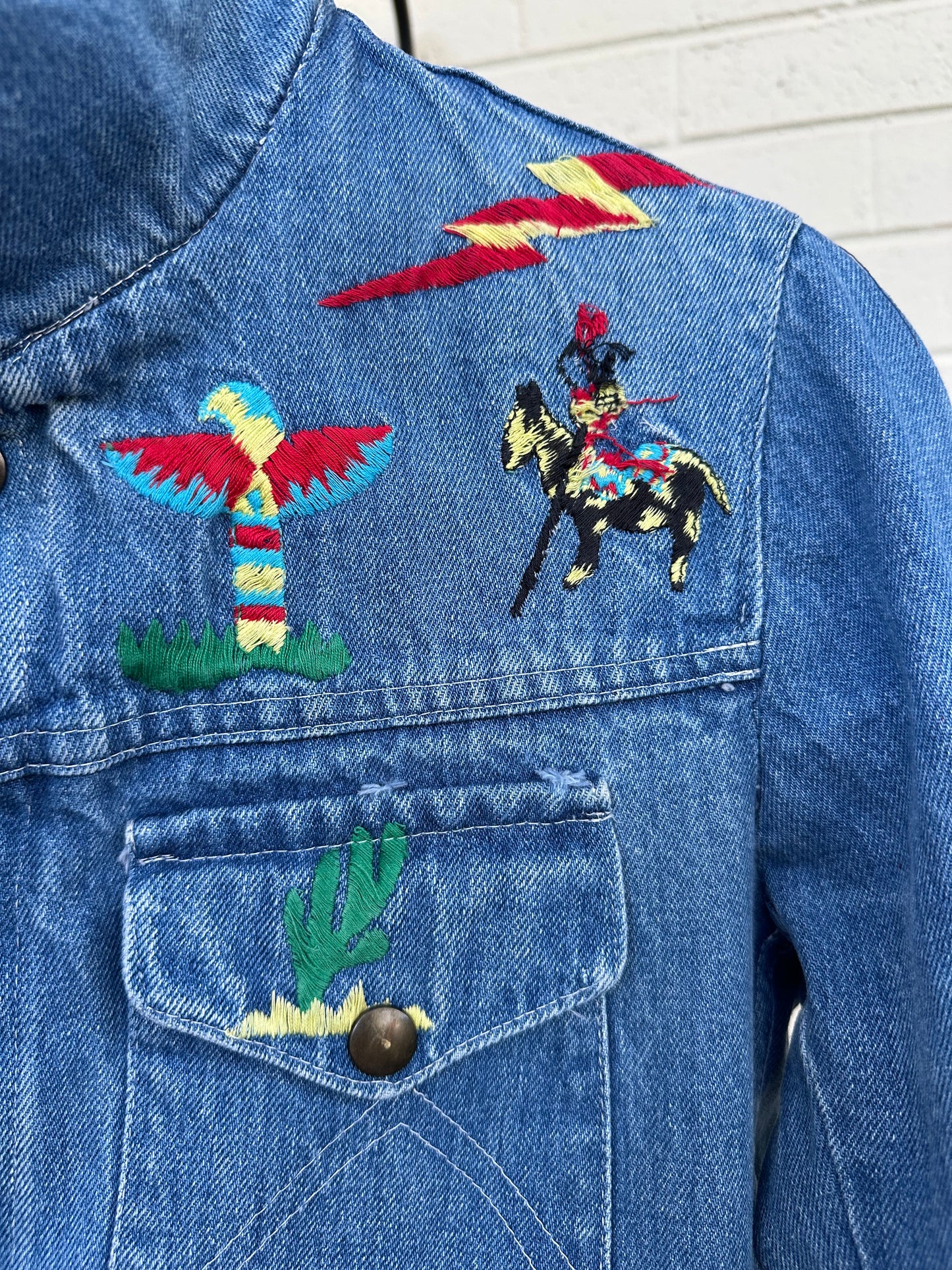 Rare 70’s Native Embroidered Denim Jacket (Women’s S)