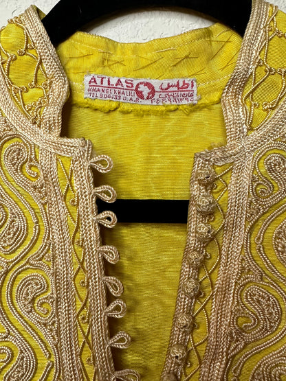 60’s Atlas Moirè Silk Moroccan Kaftan w/ Passementerie (cord work) Trim (S/M/L)