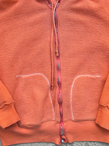 50’s Springfoot Zip-Up 100% Cotton Split Pocket Double Hood Sweatshirt (Unisex M)