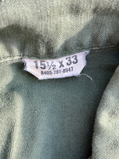 60s US Military OG-107 Cotton Sateen Utility Shirt Type 3 (Unisex M)