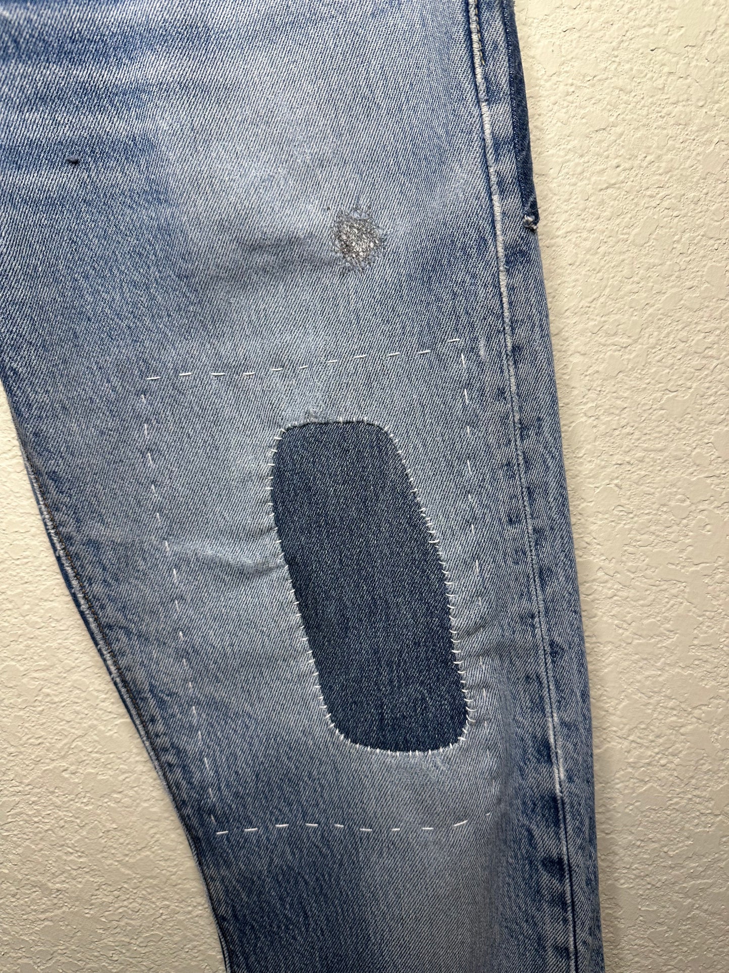 MCA Vintage Revival: Custom 90’s Levi’s 501XX Boro Patchwork Jeans (Modern 4/6)