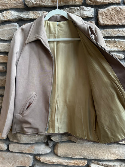 RARE 40’s Wool Gabardine Western Raglan Zip-Up Jacket (Unisex S)